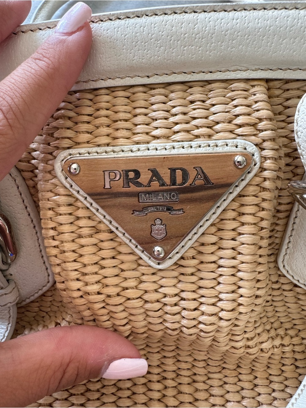 REAL vintage Prada Paglia & Cinghiale Woven Raffia Frame Bag - Picture 6 of 8